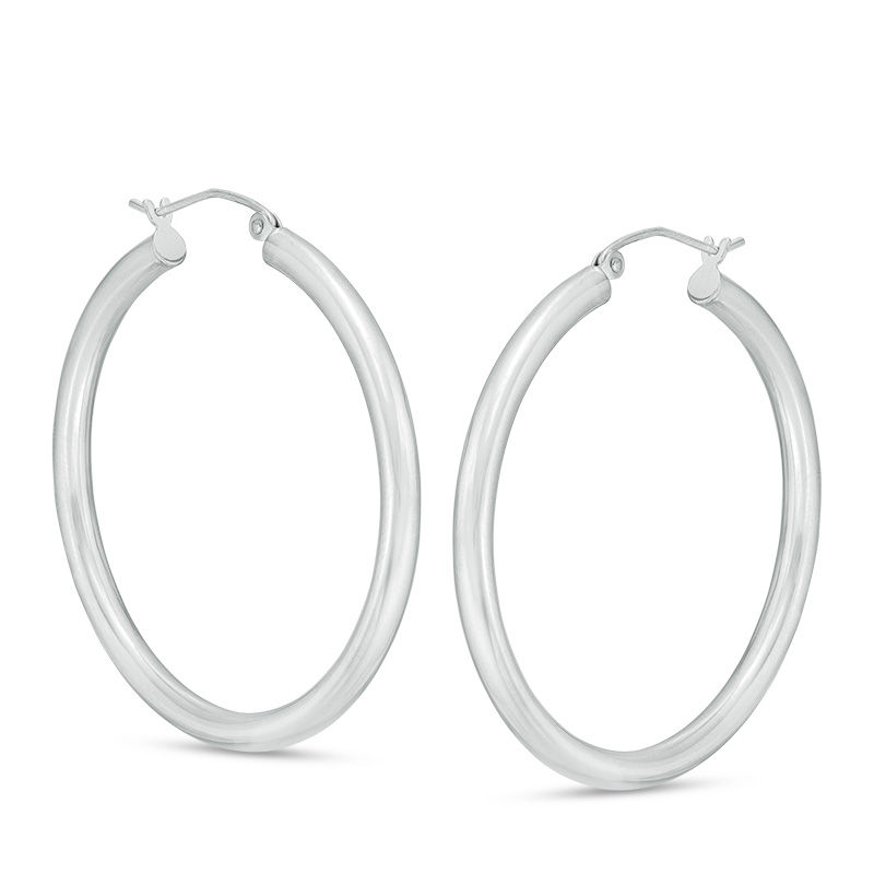 Sterling Silver 40mm Polished Hoop Earrings