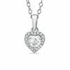 Thumbnail Image 1 of Lab-Created White Sapphire and Diamond Accent Heart Frame Pendant in Sterling Silver
