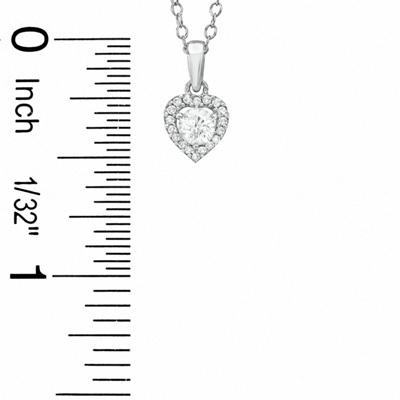Main Image 2 of Lab-Created White Sapphire and Diamond Accent Heart Frame Pendant in Sterling Silver