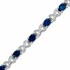 Thumbnail Image 1 of Oval Lab-Created Blue Sapphire and Diamond Bracelet in Sterling Silver - 7.25"