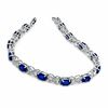 Thumbnail Image 2 of Oval Lab-Created Blue Sapphire and Diamond Bracelet in Sterling Silver - 7.25"