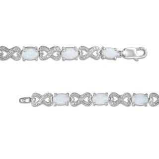 Oval Lab-Created Opal and Diamond Bracelet in Sterling Silver - 7.25"