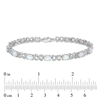 Oval Lab-Created Opal and Diamond Bracelet in Sterling Silver - 7.25"