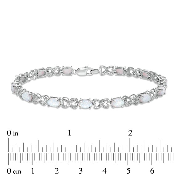 Oval Lab-Created Opal and Diamond Bracelet in Sterling Silver - 7.25"