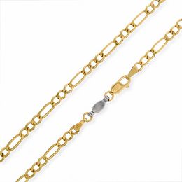 080 Gauge Semi-Solid Figaro Chain Necklace in 14K Gold Bonded Sterling Silver - 20&quot;