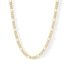 4.3mm Figaro Chain Necklace in 14K Gold Bonded Semi-Solid Sterling Silver - 20&quot;