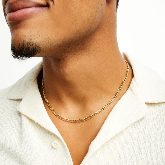 14K Semi-Solid Gold Bonded Figaro Chain - 20"