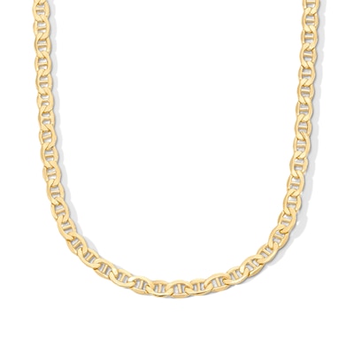 14K Semi-Solid Gold Bonded Mariner Chain - 22"