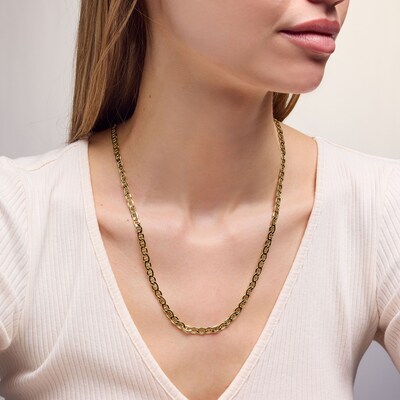 14K Semi-Solid Gold Bonded Mariner Chain - 22"