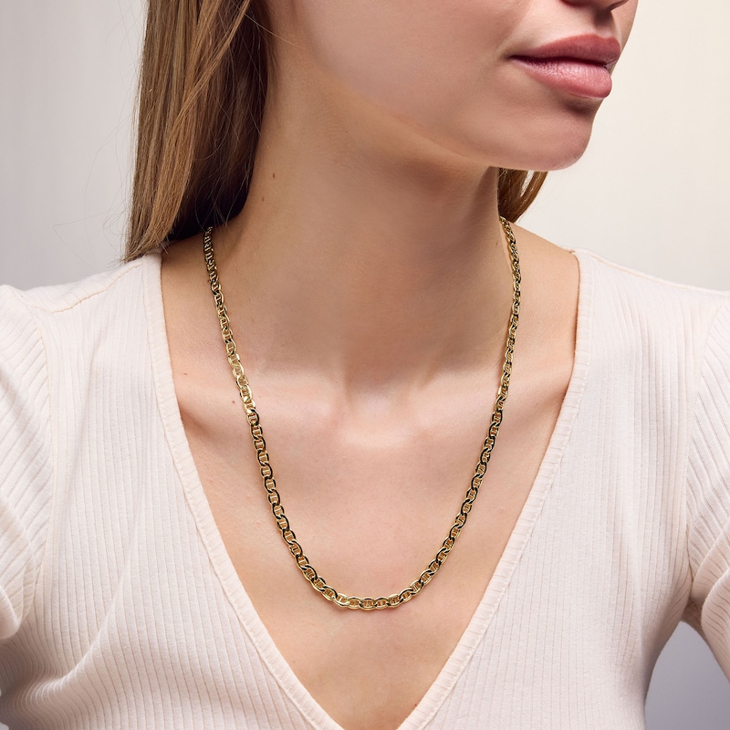 5.3mm Mariner Chain Necklace in 14K Gold Bonded Semi-Solid Sterling ...