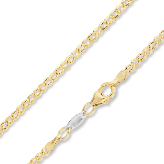 Sterling Silver 14K Gold Plate Gauge Curb Chain Necklace