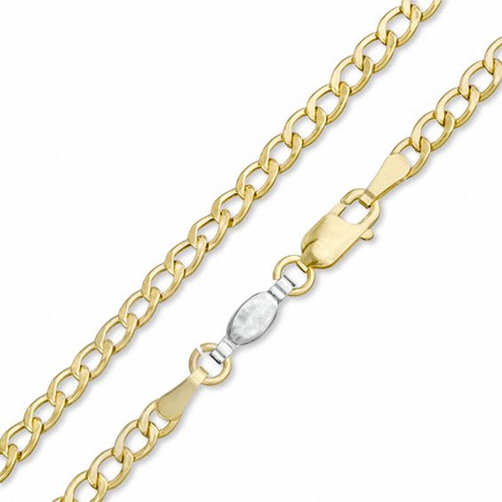 080 Gauge Curb Chain Bracelet in Sterling Silver with 14K Gold Plate - 8"