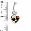 Thumbnail Image 2 of 014 Gauge Leopard Print Heart Dangle Belly Button Ring with Crystal in Stainless Steel - 7/16"