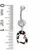 014 Gauge Animal Print Open Heart Dangle Belly Button Ring with Crystal in Stainless Steel - 7/16"