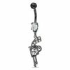 Thumbnail Image 1 of 014 Gauge Black Gun Dangle Belly Button Ring with Cubic Zirconia in Stainless Steel