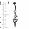 Thumbnail Image 2 of 014 Gauge Black Gun Dangle Belly Button Ring with Cubic Zirconia in Stainless Steel