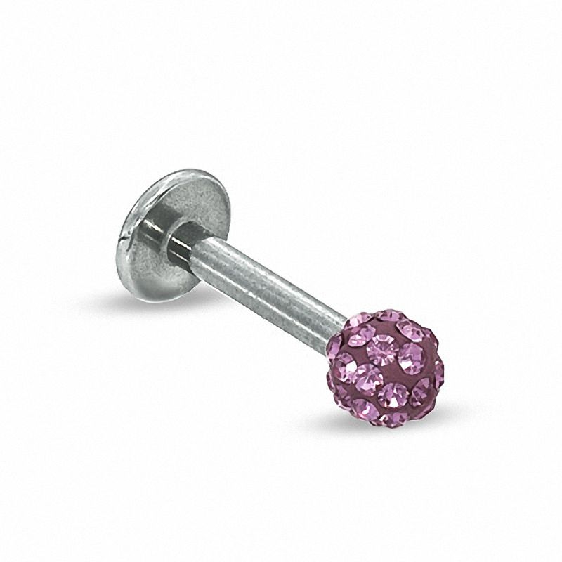 Main Image 1 of 014 Gauge Labret with Pink Crystals in Stainless Steel