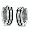 Two-Tone Stainless Steel Stripes Huggie Earrings