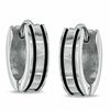 Thumbnail Image 0 of Two-Tone Stainless Steel Stripes Huggie Earrings