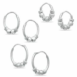 Sterling Silver Bali Continuous Hoops Trio
