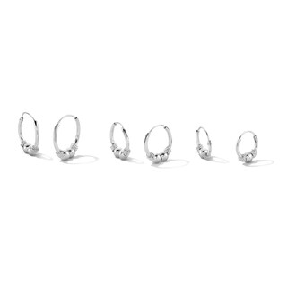Sterling Silver Bali Continuous Hoops Trio