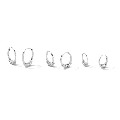 Sterling Silver Bali Continuous Hoops Trio