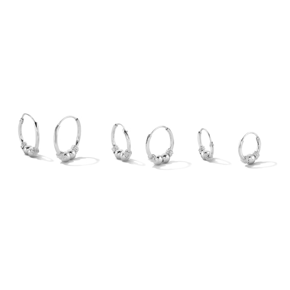 Sterling Silver Bali Continuous Hoops Trio