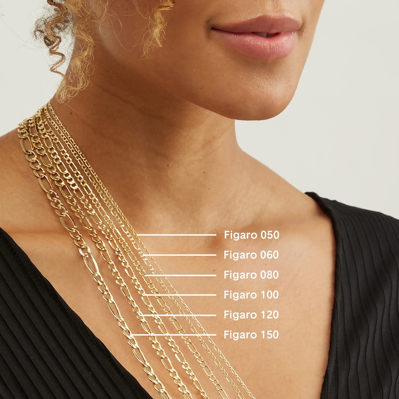 Main Image 2 of 14K Gold over Sterling Silver Reversible 4.5mm Pavé Figaro Chain Necklace - 24"