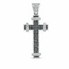 Thumbnail Image 1 of Black and White Cubic Zirconia Cross Charm in Sterling Silver