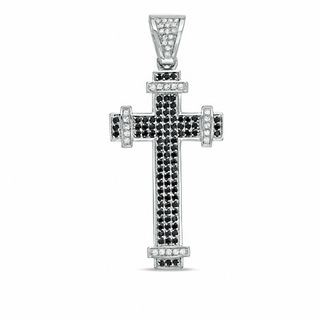 Black and White Cubic Zirconia Cross Charm in Sterling Silver