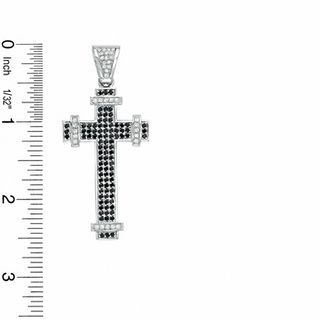 Black and White Cubic Zirconia Cross Charm in Sterling Silver