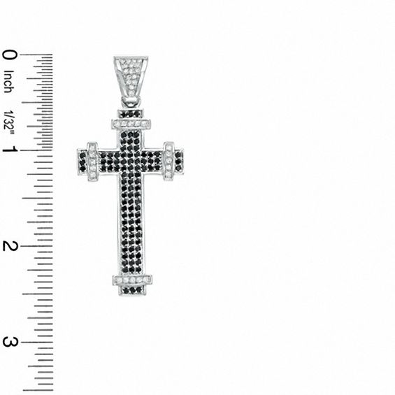 Black and White Cubic Zirconia Cross Charm in Sterling Silver