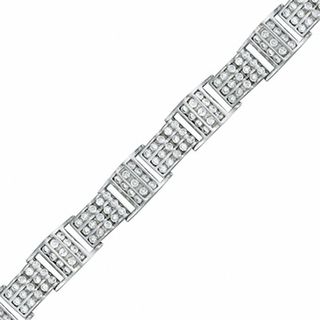 Cubic Zirconia Three Bar Bracelet in Sterling Silver - 9"
