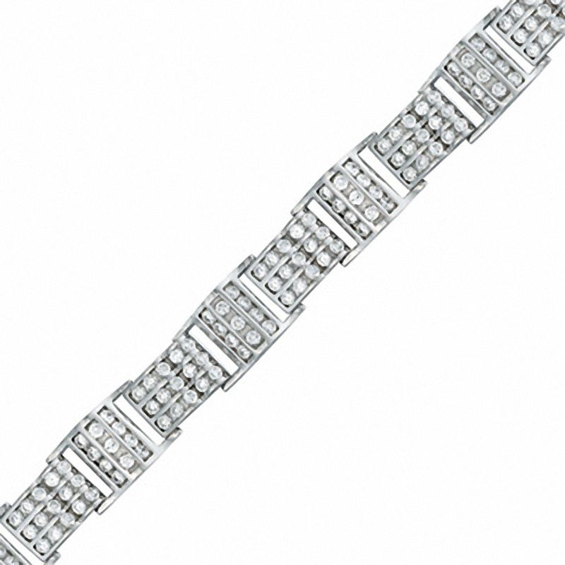 Main Image 1 of Cubic Zirconia Three Bar Bracelet in Sterling Silver - 9"