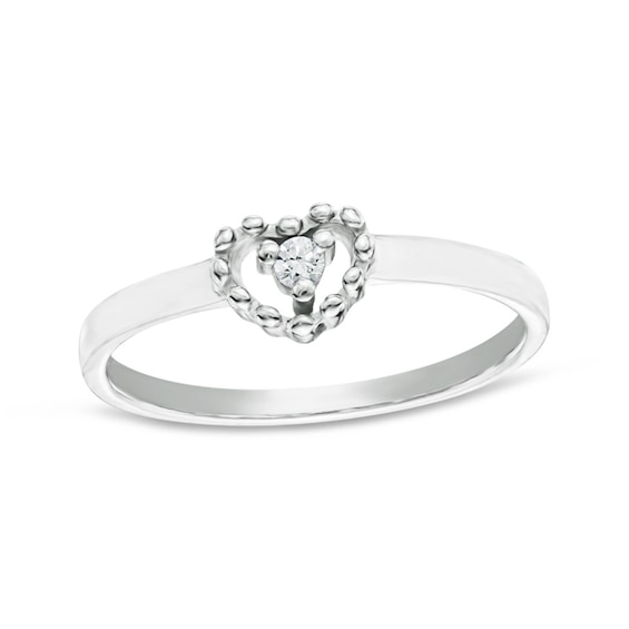 Child's Cubic Zirconia Heart Ring in Sterling Silver