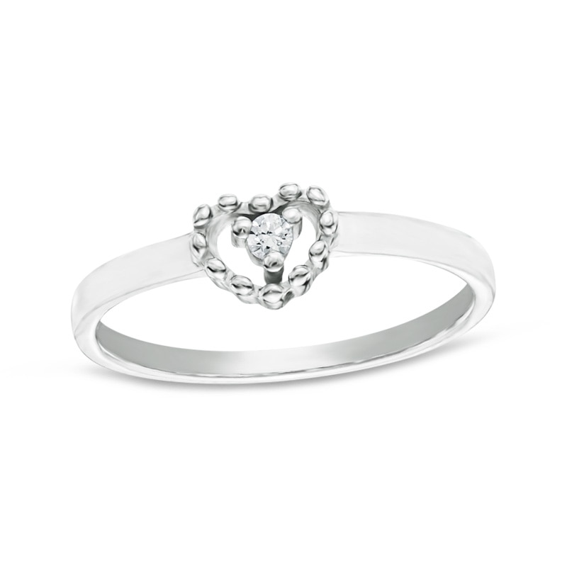 Child's Cubic Zirconia Heart Ring in Sterling Silver - Size 3