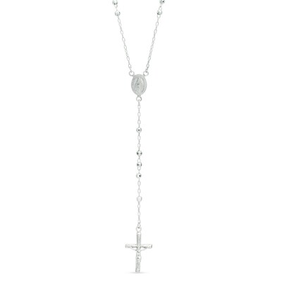 Rosary Bead Necklace in Sterling Silver - 21"