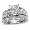 3/8 CT. T.W. Composite Princess Diamond Four Row Bridal Set in 10K White Gold