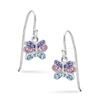 Child's Multi-Color Crystal Butterfly Drop Earrings in Sterling Silver