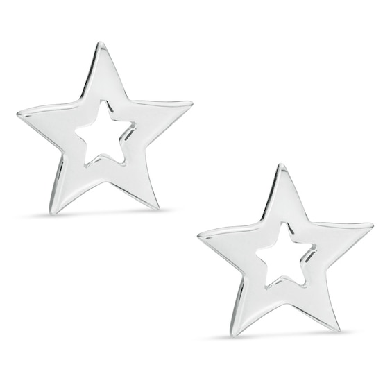 Child's Open Star Stud Earrings in Sterling Silver