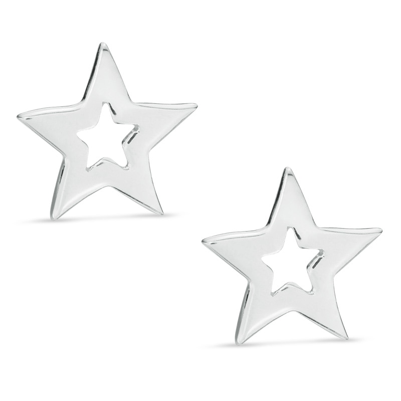 Child's Open Star Stud Earrings in Sterling Silver