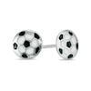 Child's Black Enamel Soccer Ball Earrings in Sterling Silver