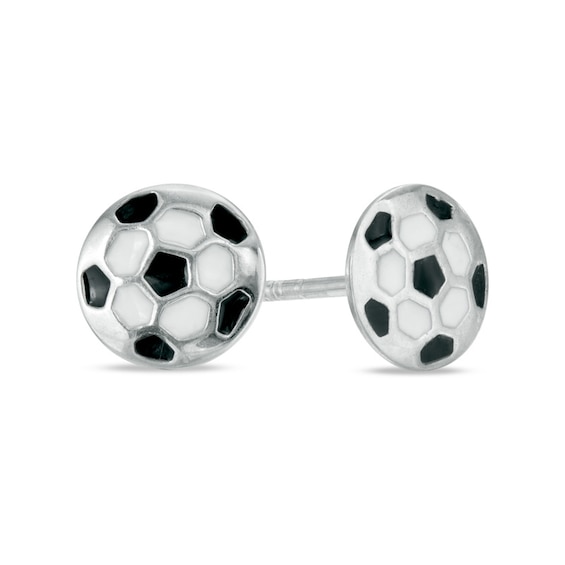 Soccer Ball Stud Post Sterling Silver Earrings Soccer Ball Stud Post Sterling Silver Earrings