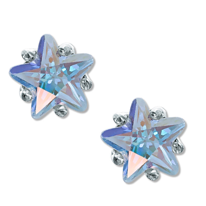 5mm Iridescent Cubic Zirconia Star Stud Earrings in Sterling Silver