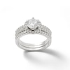 Thumbnail Image 1 of 7mm Cubic Zirconia Frame Bridal Set in Sterling Silver