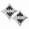 Thumbnail Image 0 of Black and White Cubic Zirconia Concave Curved Square Stud Earrings in Sterling Silver
