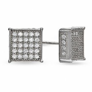 Sterling Silver CZ Square-Shaped Studs