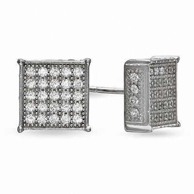 Sterling Silver CZ Square-Shaped Studs