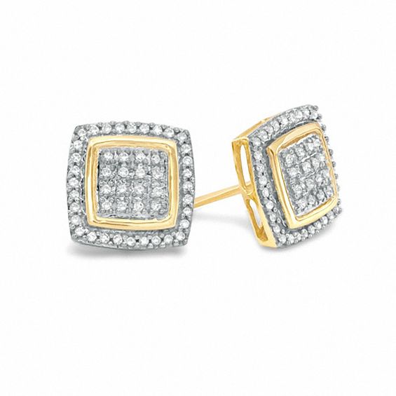 1/4 CT. T.W. Diamond Square Composite Stud Earrings in 10K Gold