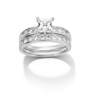 Princess-Cut Cubic Zirconia Bridal Set in Sterling Silver